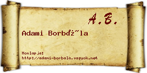 Adami Borbála névjegykártya